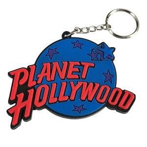 Vintage Planet Hollywood Keychain Retro Globe Logo Fob